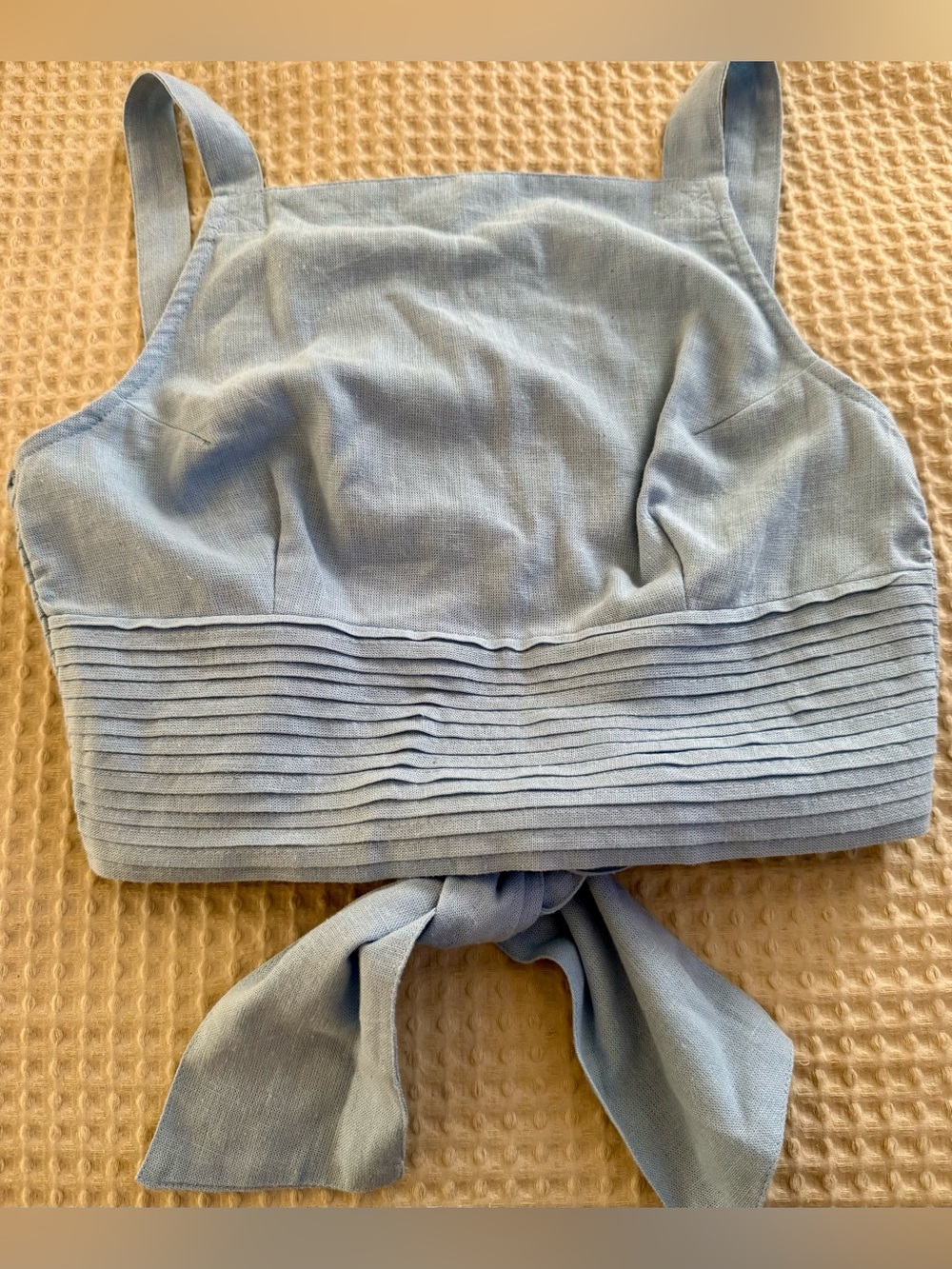NEW $150 Cake For Dinner Blue Ophelia Linen Crop Top